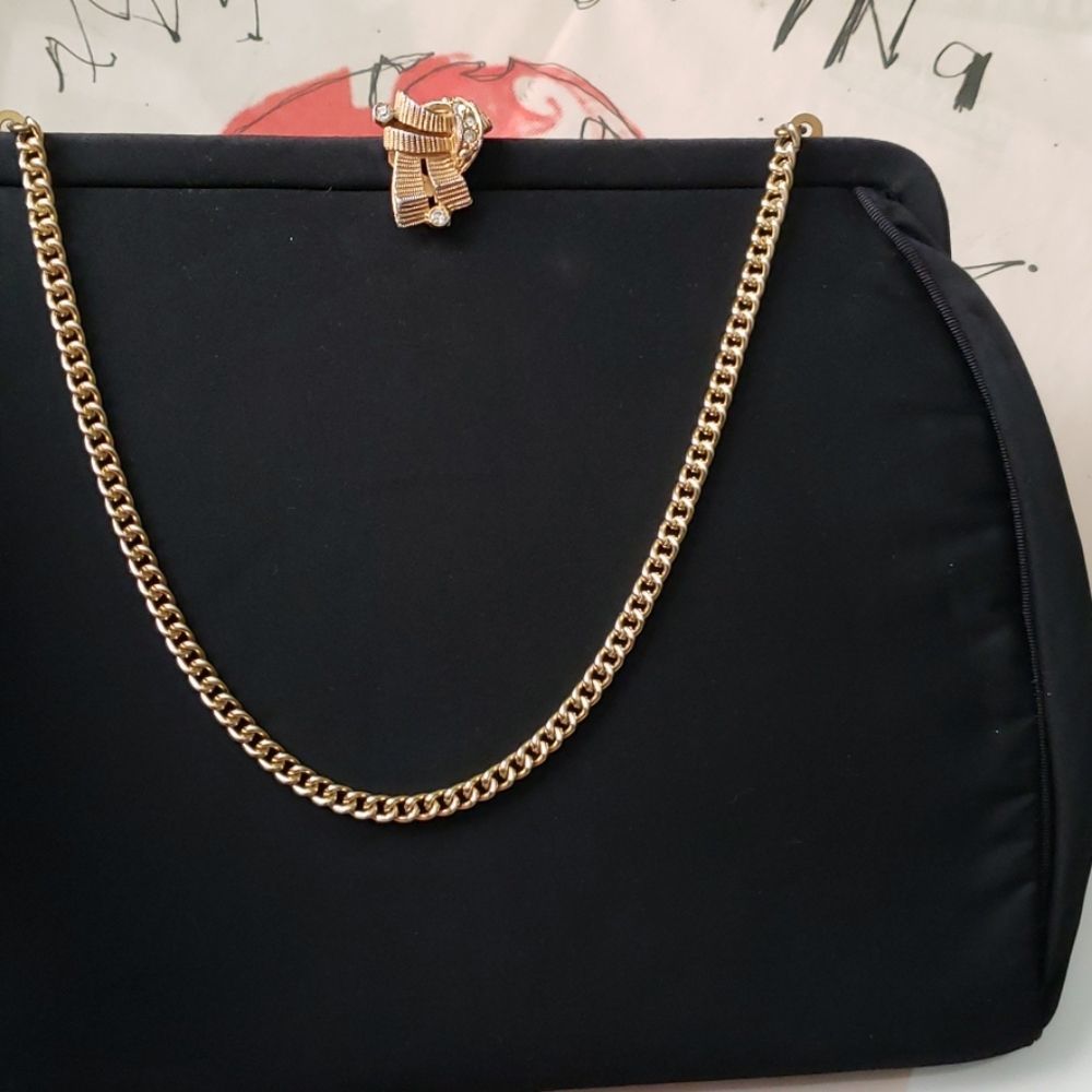 vintage handbag w/ chain, clutch purse w/o chain